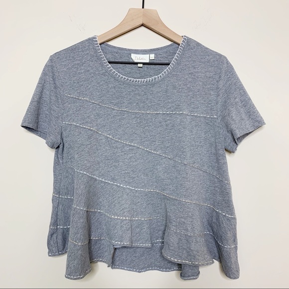 Anthropologie Tops - Anthropologie Deletta Grey Stitch Detail Top